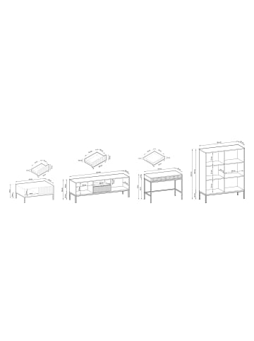 Feldmann-Wohnen Wohnzimmer-Set Nova Schwarz / Schwarz 4-teilig