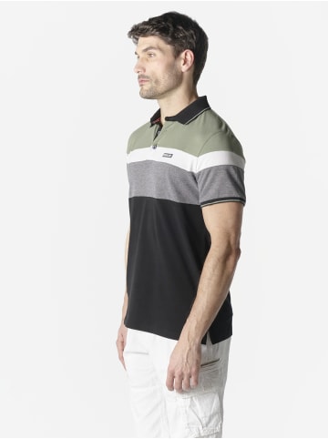 KOROSHI Normal polo pique streifen-block nautik in Schwarz