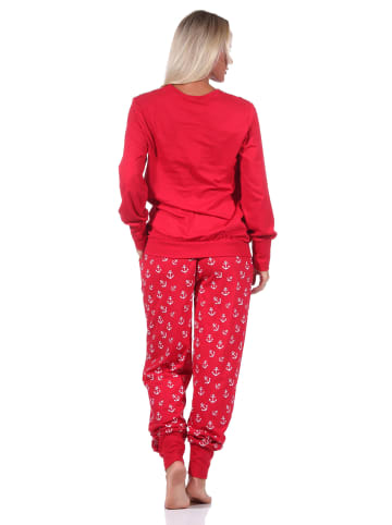 NORMANN Schlafanzug Pyjama Bündchen Anker - 69334 in rot