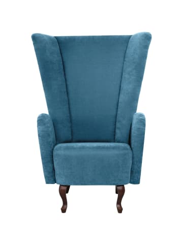 others HOCHLEHNSESSEL Kailey Bezug Velourstoff Buche nussbaum dunkel / petrol