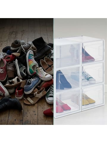 relaxdays 6 x Schuhboxen in Transparent/ Weiß