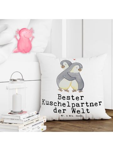 Mr. & Mrs. Panda 40x40 Kissen Pinguin Bester Kuschelpartner der ... in Weiß