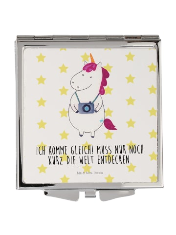 Mr. & Mrs. Panda Klappbarer Spiegel Einhorn Fotograf mit Spruch in Weiß
