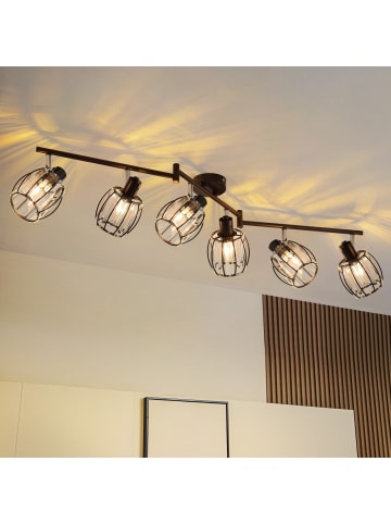 ZMH Deckenleuchte in Schwarz 6-flammige E14 Kristall schwenkbar Deckenstrahler