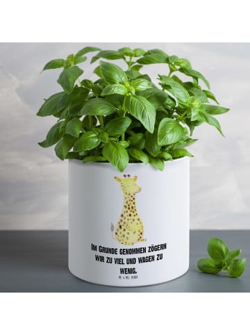 Mr. & Mrs. Panda Blumentopf Giraffe Zufrieden mit Spruch in Weiß