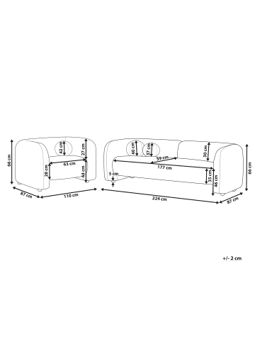 Beliani 2-tlg Sitzgruppe LEIREN in Beige