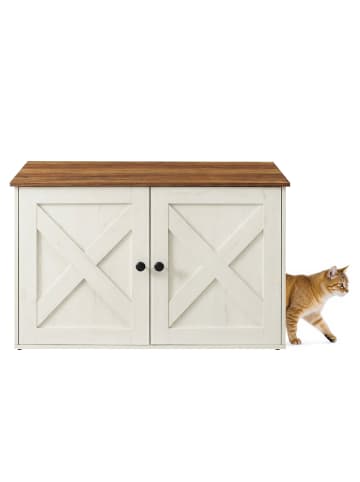 Feandrea Katzenhaus Hains in Braun-Weiß mit Maserung - (B)53 x (H)50 x (T)80 cm