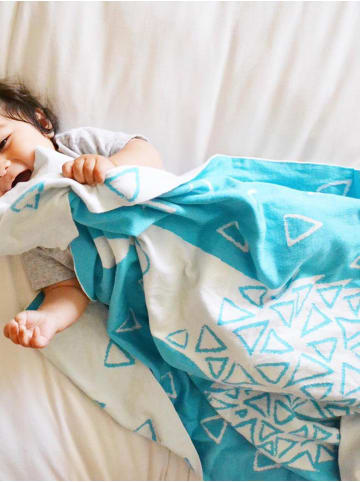 OrganicEra OrganicEra Bio-Trikotstrick-Babydecke, Lama (110 x 140 cm) in Turquoise