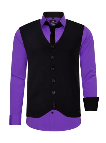 Rusty Neal Hemd mit Weste und Krawatte 3er Set in Lila