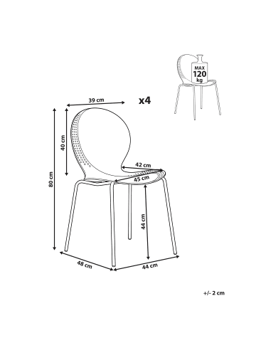 Beliani 4er-Set Gartenstuhl MILOS in Grün