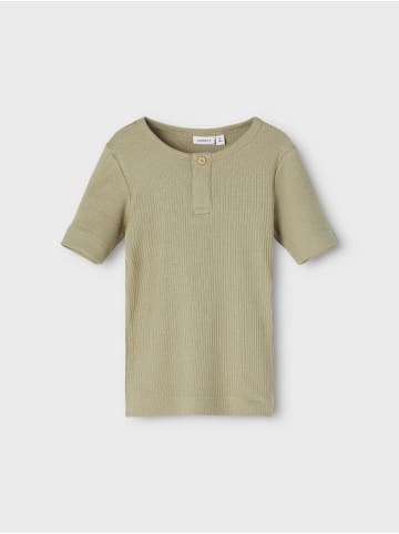 name it Jungen kurzarm T-Shirt mit Knopf Silver Sage-92