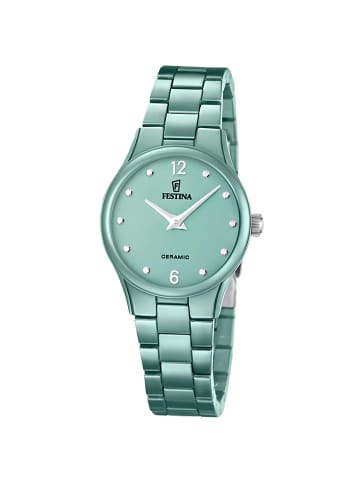 Festina Damenuhr Keramik Salbeigrün