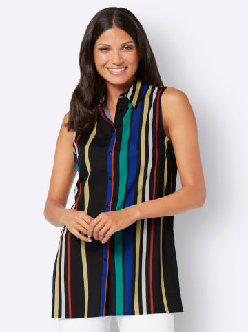 Sieh an! Blusentop in schwarz-smaragd-gestreift