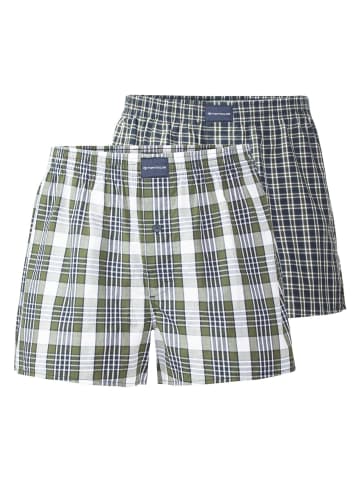 Tom Tailor Web-Boxershorts 2er Pack in Blau/Grün/Weiß