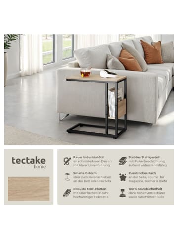 tectake Beistelltisch Wigan 55 x 36,5 x 60 cm, Industrial Holz hell, Eiche Sonoma