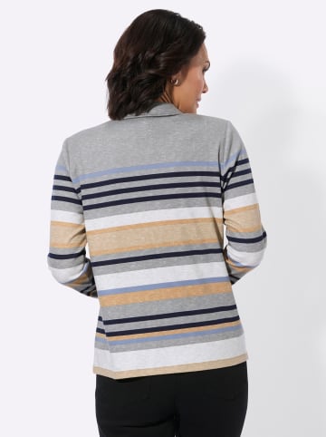 WITT WEIDEN Poloshirt in grau-taubenblau-geringelt