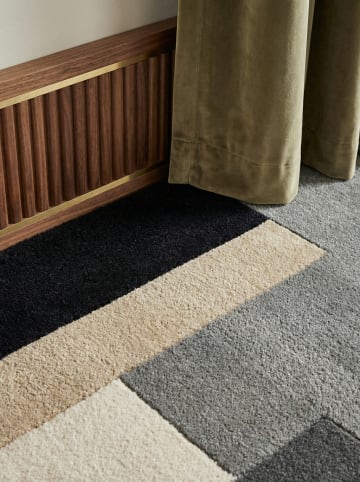 KADIMA DESIGN Wollteppich Kurzflor HALLEIN Geometrisch Abstrakt Naturfaser in Grau-Beige