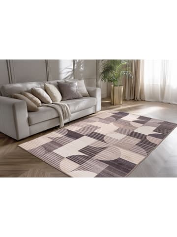 Vivorum Wohnzimmer Teppich – Kurzflorteppich Bluster 425 in taupe