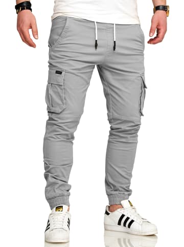 SOUL STAR Cargohose - S2LOM Chino Jogger Jeans Hose Stoffhose Freizeithose in Hellgrau