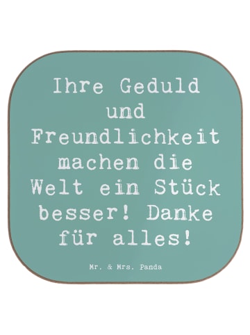 Mr. & Mrs. Panda Tisch-Untersetzer Spruch Erzieher-Dank mit Spruch in Meeresbrise
