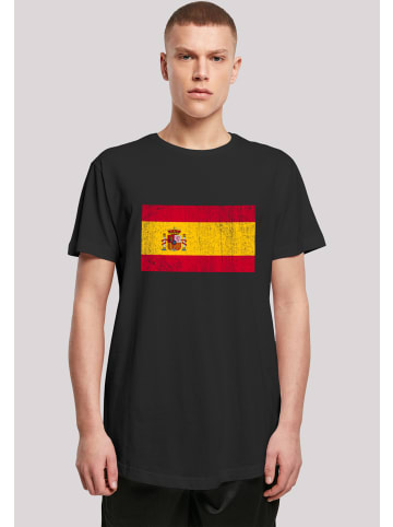 F4NT4STIC Long Cut T-Shirt Spain Spanien Flagge distressed in schwarz