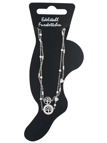 Adeliás Damen Armband – Lebensbaum aus Edelstahl mit Strass Steinchen 21 cm in silber