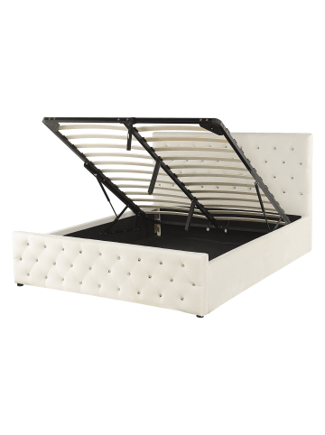 Beliani Doppelbett AMIENS in Beige - (W) 151 x (H) 109 x (L) 217 cm