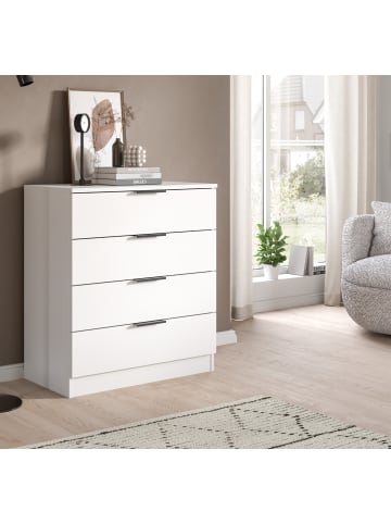 Inn.Furn Kommode weiß 74 x 80 cm, Schubladenkommode mit 4 Schubkästen