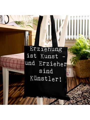 Mr. & Mrs. Panda Tragetasche Erzieher Künstler mit Spruch in Schwarz