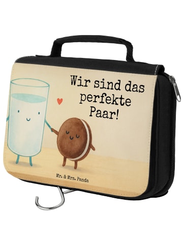 Mr. & Mrs. Panda Schminktasche Milch Keks Design mit Spruch in Weiß