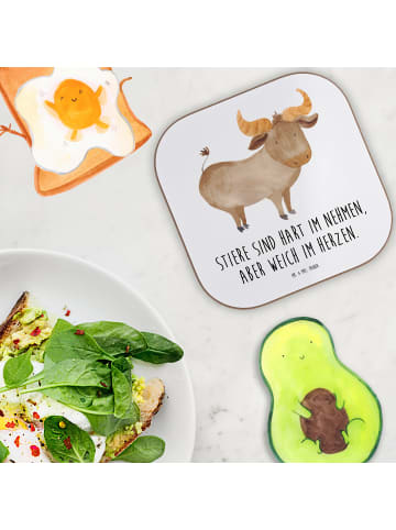 Mr. & Mrs. Panda Flaschenuntersetzer Stier Herz mit Spruch in Weiß