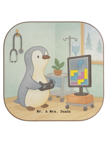 Mr. & Mrs. Panda Untersetzer mit Spruch Pinguin Zocken Design oh... in Weiß