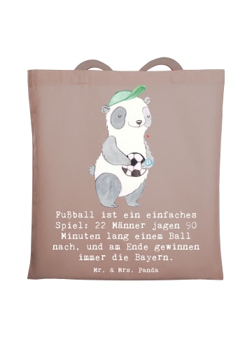 Mr. & Mrs. Panda Umhängetasche Fußball Bayern mit Spruch in Braun Pastell