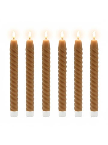 relaxdays 6 x LED Stabkerzen in Mocha Mousse