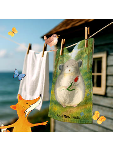 Mr. & Mrs. Panda Baumwollhandtuch Chinchilla Blume Design ohne S... in Weiß