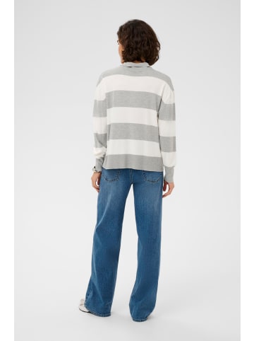 Kaffe Strickpullover KAlizza Baggy fit in Light Grey M/Chalk Wide Stripe