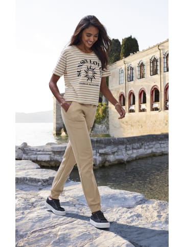 H.I.S T-Shirt in camelfarben gestreift