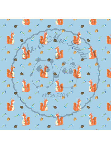 Mr. & Mrs. Panda Kissen 40x40 Eichhörnchen Blume ohne Spruch in Blau