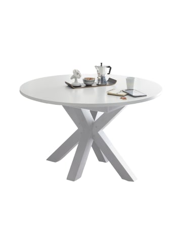 58 aufm Kessel ESSTISCH Rund ausziehbar Edda 10 130 x 130 x 78 Küchentisch Weiß Matt Lack