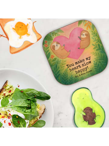 Mr. & Mrs. Panda Glas-Untersetzer Faultiere Herz Design mit Spruch in Weiß