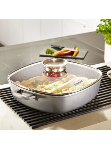 Stoneline Servierpfanne Eckig | mit Deckel in Anthrazit