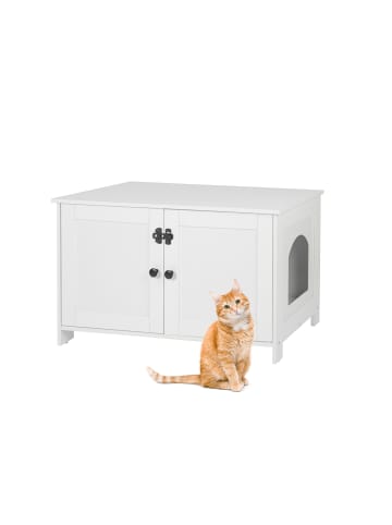 relaxdays Katzenschrank in Weiß - (B)78,5 x (H)46 x (T)44,5 cm