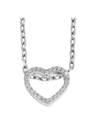 Adeliás Damen Anhänger Herz aus 925 Silber mit Zirkonia in silber