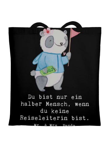 Mr. & Mrs. Panda Shopping Tasche Reiseleiterin Herz mit Spruch in Schwarz