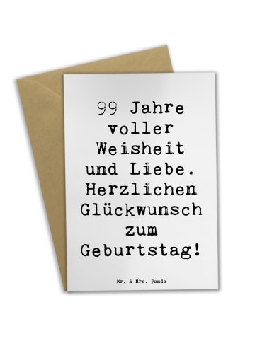 Mr. & Mrs. Panda Grußkarte Spruch 99. Geburtstag mit Spruch in Weiß
