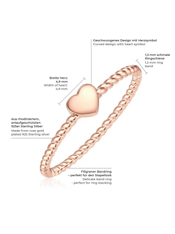 Glanzstücke München Ring Herz aus Sterling Silber in roségold