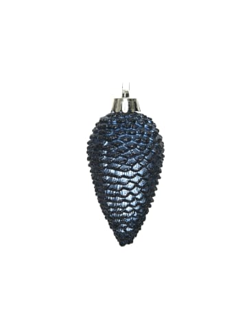 MARELIDA 6er Set Baumschmuck Tannenzapfen bruchfest glitzernd in blau