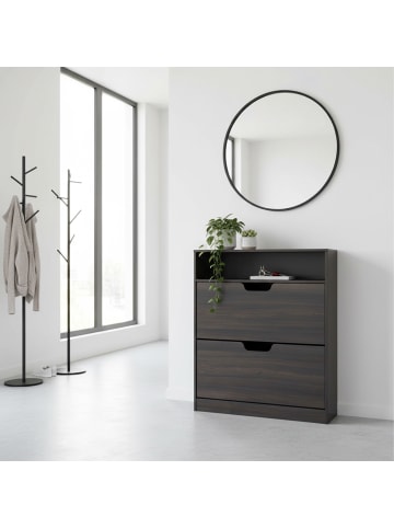 relaxdays Schuhschrank in Grau - (B)60 x (H)102 x (T)24 cm