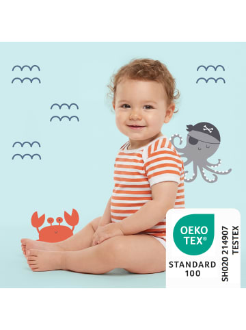 Schlummersack Bio Baby-Bodys kurzarm 5er-Pack in Hellblau-Rot