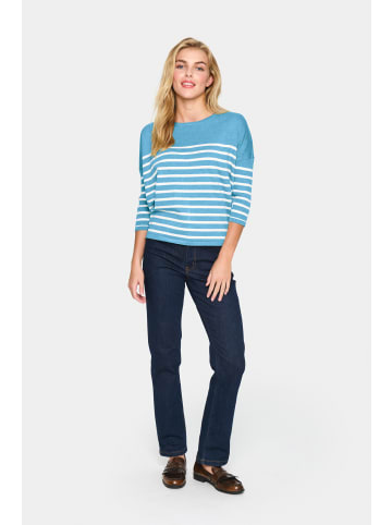 SAINT TROPEZ Strickpullover MilaSZ Oversize fit in Ethereal Blue Ice Stripe